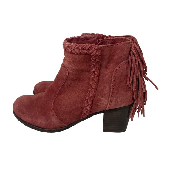 WOMENS MATISSE SPICE RED LUCINDA BOOTS SUEDE FRINGE WESTERN BOOTIES SIZE 8 - Picture 4 of 11